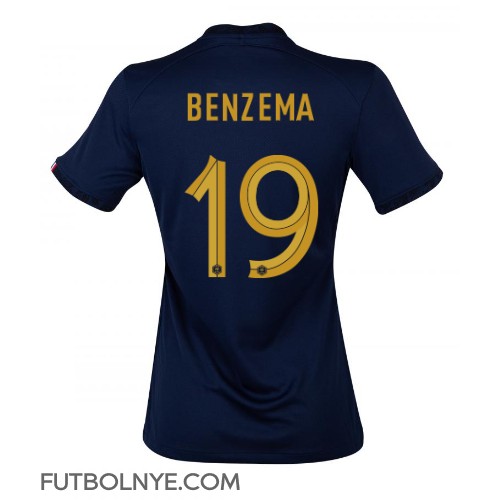Camiseta Francia Karim Benzema #19 Primera Equipación para mujer Mundial 2022 manga corta